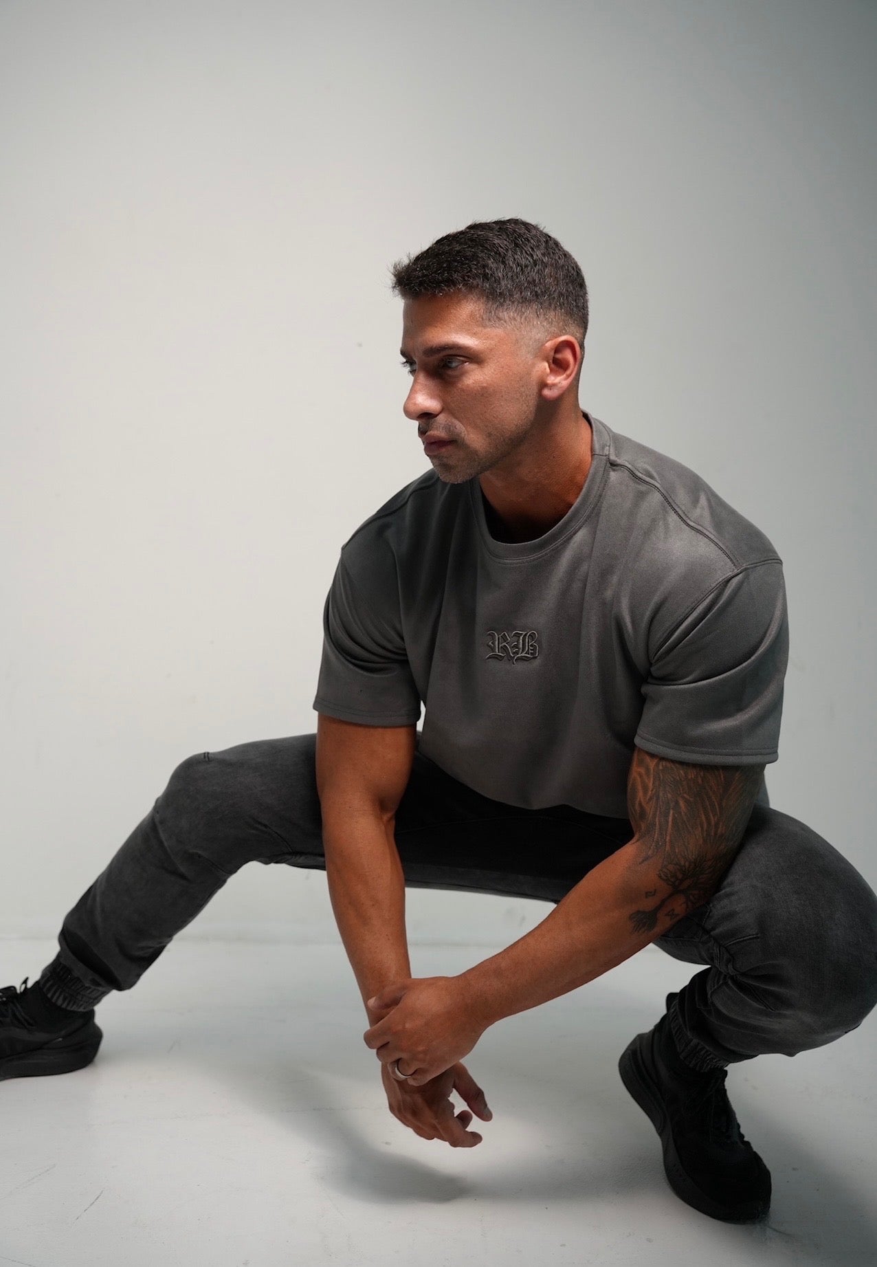 Gray Embroidered Tees