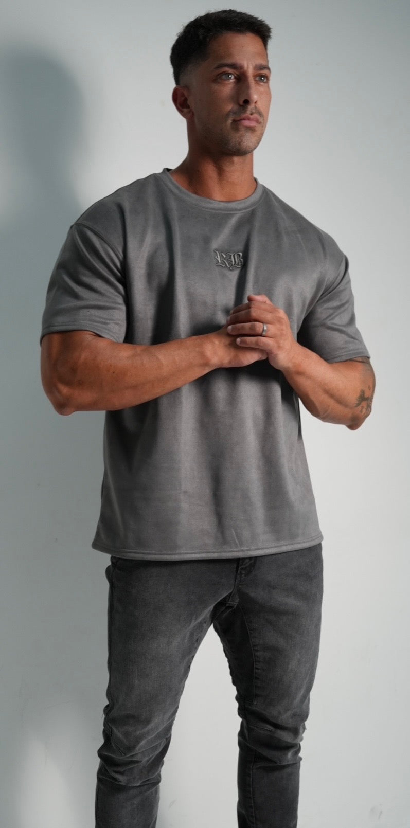 Gray Embroidered Tees
