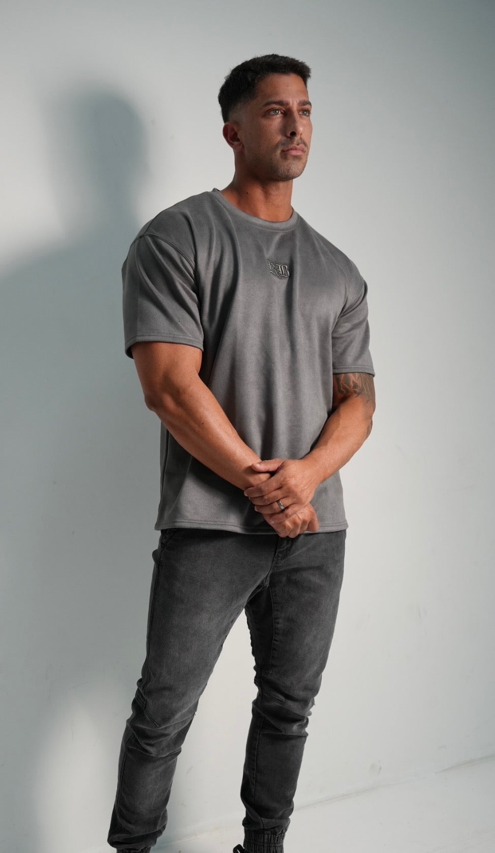 Gray Embroidered Tees