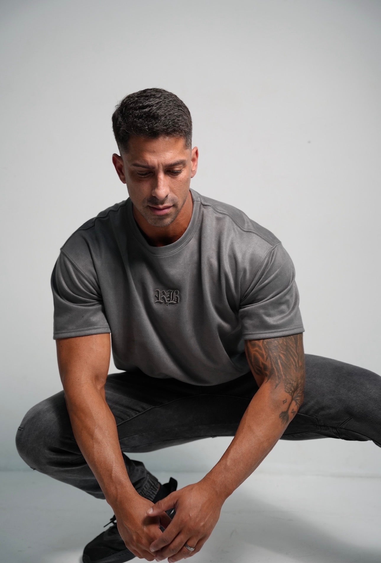 Gray Embroidered Tees
